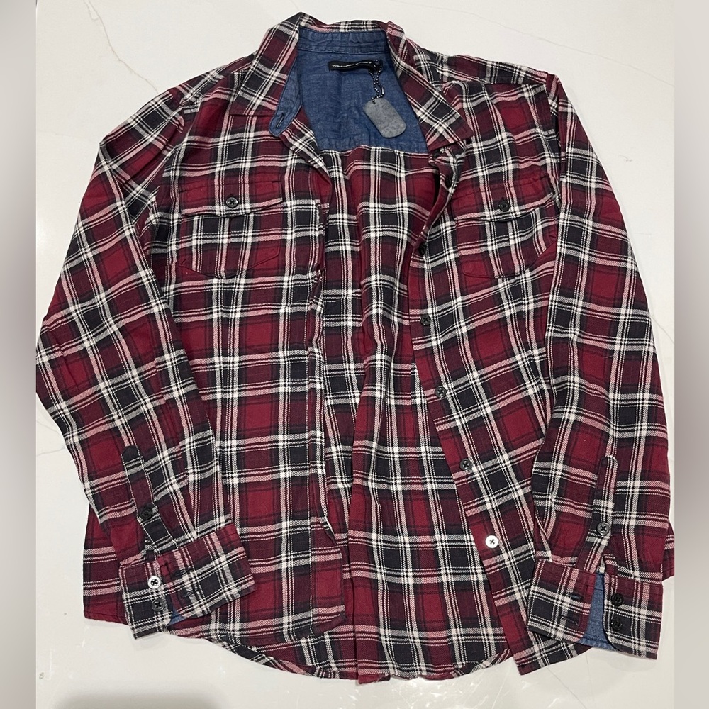 William Rast Red Plaid Shirt, M